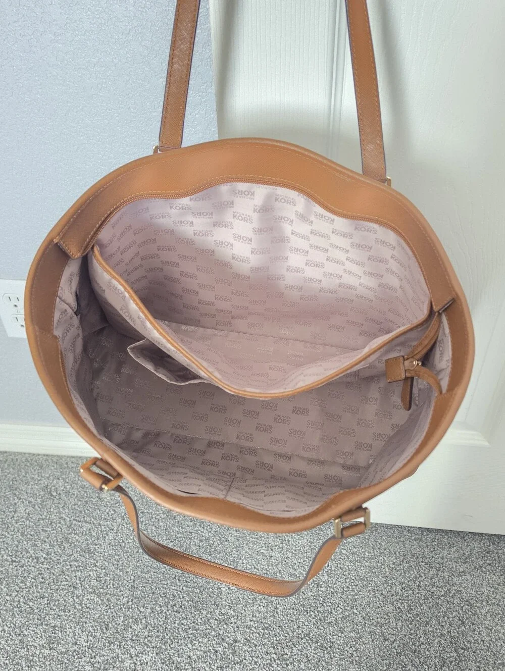 Michael Kors Tan Saffiano Leather Tote with Gold Hardware